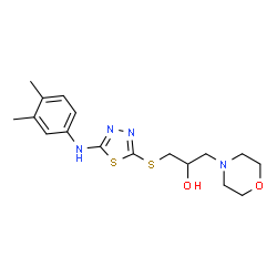 ChemSpider 2D Image | 1-({5-[(3,4-Dimethylphenyl)amino]-1,3,4-thiadiazol-2-yl}sulfanyl)-3-(4-morpholinyl)-2-propanol | C17H24N4O2S2