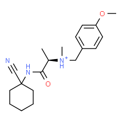 ChemSpider 2D Image | (2R)-1-[(1-Cyanocyclohexyl)amino]-N-(4-methoxybenzyl)-N-methyl-1-oxo-2-propanaminium | C19H28N3O2