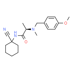 ChemSpider 2D Image | N-(1-Cyanocyclohexyl)-N~2~-(4-methoxybenzyl)-N~2~-methyl-D-alaninamide | C19H27N3O2