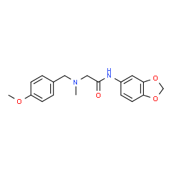 ChemSpider 2D Image | N-1,3-Benzodioxol-5-yl-N~2~-(4-methoxybenzyl)-N~2~-methylglycinamide | C18H20N2O4