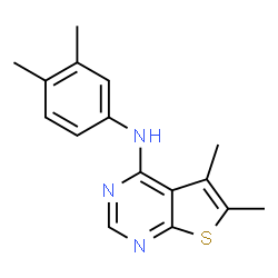 ChemSpider 2D Image | N-(3,4-Dimethylphenyl)-5,6-dimethylthieno[2,3-d]pyrimidin-4-amine | C16H17N3S