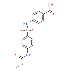 ChemSpider 2D Image | 4-[({4-[(Methoxycarbonyl)amino]phenyl}sulfonyl)amino]benzoic acid | C15H14N2O6S