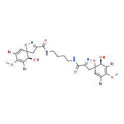 ChemSpider 2D Image | (5S,10R,5'R,10'R)-N,N'-1,4-Butanediylbis(7,9-dibromo-10-hydroxy-8-methoxy-1-oxa-2-azaspiro[4.5]deca-2,6,8-triene-3-carboxamide) | C24H26Br4N4O8
