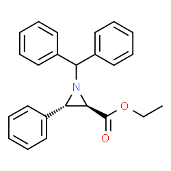 ChemSpider 2D Image | Ethyl (2R,3S)-1-(diphenylmethyl)-3-phenyl-2-aziridinecarboxylate | C24H23NO2