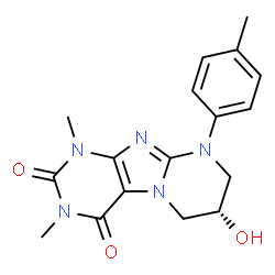 ChemSpider 2D Image | (7S)-7-Hydroxy-1,3-dimethyl-9-(4-methylphenyl)-6,7,8,9-tetrahydropyrimido[2,1-f]purine-2,4(1H,3H)-dione | C17H19N5O3