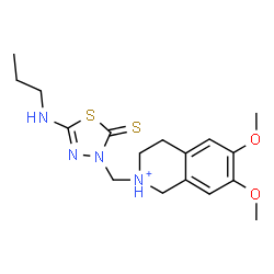 ChemSpider 2D Image | 6,7-Dimethoxy-2-{[5-(propylamino)-2-thioxo-1,3,4-thiadiazol-3(2H)-yl]methyl}-1,2,3,4-tetrahydroisoquinolinium | C17H25N4O2S2
