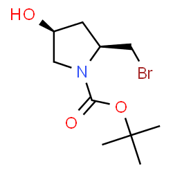ChemSpider 2D Image | 2-Methyl-2-propanyl (2S,4S)-2-(bromomethyl)-4-hydroxy-1-pyrrolidinecarboxylate | C10H18BrNO3