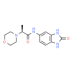 ChemSpider 2D Image | (2S)-2-(4-Morpholinyl)-N-(2-oxo-2,3-dihydro-1H-benzimidazol-5-yl)propanamide | C14H18N4O3