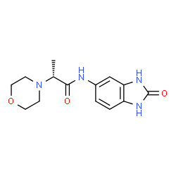 ChemSpider 2D Image | (2R)-2-(4-Morpholinyl)-N-(2-oxo-2,3-dihydro-1H-benzimidazol-5-yl)propanamide | C14H18N4O3