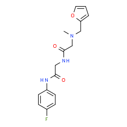 ChemSpider 2D Image | N-(2-Furylmethyl)-N-methylglycyl-N-(4-fluorophenyl)glycinamide | C16H18FN3O3