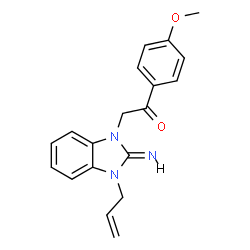 ChemSpider 2D Image | 2-[(2E)-3-Allyl-2-imino-2,3-dihydro-1H-benzimidazol-1-yl]-1-(4-methoxyphenyl)ethanone | C19H19N3O2
