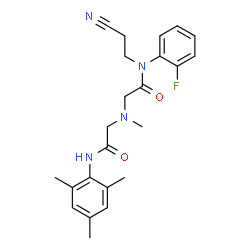 ChemSpider 2D Image | N-(2-Cyanoethyl)-N-(2-fluorophenyl)-2-{[2-(mesitylamino)-2-oxoethyl](methyl)amino}acetamide | C23H27FN4O2