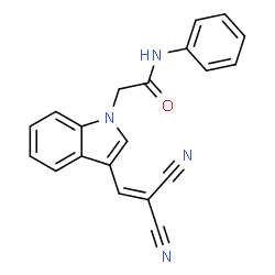 ChemSpider 2D Image | 2-[3-(2,2-Dicyanovinyl)-1H-indol-1-yl]-N-phenylacetamide | C20H14N4O