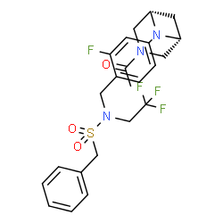 ChemSpider 2D Image | N-{4-[(1R,5S)-3-Acetyl-3,6-diazabicyclo[3.1.1]hept-6-yl]-2-fluorobenzyl}-1-phenyl-N-(2,2,2-trifluoroethyl)methanesulfonamide | C23H25F4N3O3S