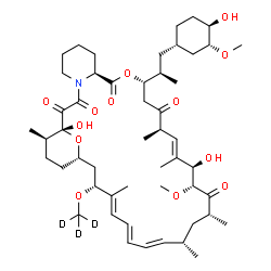 ChemSpider 2D Image | (1R,9S,12S,15R,16E,18R,19R,21R,23S,24E,26E,28E,30R,32S,35R)-1,18-Dihydroxy-12-{(2R)-1-[(1S,3R,4R)-4-hydroxy-3-methoxycyclohexyl]-2-propanyl}-19-methoxy-15,17,21,23,29,35-hexamethyl-30-[(~2~H_3_)methyl
oxy]-11,36-dioxa-4-azatricyclo[30.3.1.0~4,9~]hexatriaconta-16,24,26,28-tetraene-2,3,10,14,20-pentone | C51H76D3NO13