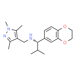ChemSpider 2D Image | (1S)-1-(2,3-Dihydro-1,4-benzodioxin-6-yl)-2-methyl-N-[(1,3,5-trimethyl-1H-pyrazol-4-yl)methyl]-1-propanamine | C19H27N3O2