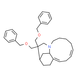 ChemSpider 2D Image | (9Z,12Z)-2,2-Bis[(benzyloxy)methyl]-4-azatricyclo[11.2.2.0~4,14~]heptadeca-9,12-diene | C32H41NO2