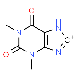 ChemSpider 2D Image | 1,3-Dimethyl-2,6-dioxo-2,3,6,7-tetrahydro-1H-purin-8-ylium | C7H7N4O2