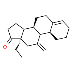 ChemSpider 2D Image | (8R,10S,13R)-13-Ethyl-11-methylene-1,2,3,6,7,8,9,10,11,12,13,14,15,16-tetradecahydro-17H-cyclopenta[a]phenanthren-17-one (non-preferred name) | C20H28O