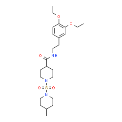ChemSpider 2D Image | N-[2-(3,4-Diethoxyphenyl)ethyl]-1-[(4-methyl-1-piperidinyl)sulfonyl]-4-piperidinecarboxamide | C24H39N3O5S
