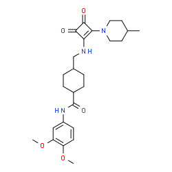 ChemSpider 2D Image | N-(3,4-Dimethoxyphenyl)-4-({[2-(4-methyl-1-piperidinyl)-3,4-dioxo-1-cyclobuten-1-yl]amino}methyl)cyclohexanecarboxamide | C26H35N3O5