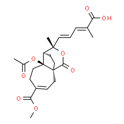 ChemSpider 2D Image | (2E,4E)-5-[(1S,7S,8R,9S)-7-Acetoxy-4-(methoxycarbonyl)-9-methyl-11-oxo-10-oxatricyclo[6.3.2.0~1,7~]tridec-3-en-9-yl]-2-methyl-2,4-pentadienoic acid | C23H28O8