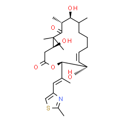 ChemSpider 2D Image | (4S,7R,8S,13Z,15S,16R)-4,8,15-Trihydroxy-5,5,7,9-tetramethyl-16-[(1E)-1-(2-methyl-1,3-thiazol-4-yl)-1-propen-2-yl]oxacyclohexadec-13-ene-2,6-dione | C26H39NO6S