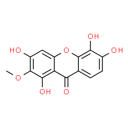 ChemSpider 2D Image | 1,3,5,6-Tetrahydroxy-2-methoxy-9H-xanthen-9-one | C14H10O7