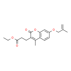ChemSpider 2D Image | Ethyl 3-{4-methyl-7-[(2-methyl-2-propen-1-yl)oxy]-2-oxo-2H-chromen-3-yl}propanoate | C19H22O5