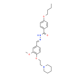 ChemSpider 2D Image | 4-Butoxy-N'-[(E)-{3-methoxy-4-[2-(1-piperidinyl)ethoxy]phenyl}methylene]benzohydrazide | C26H35N3O4