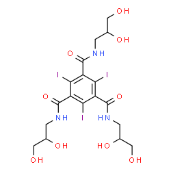 ChemSpider 2D Image | N,N',N''-Tris(2,3-dihydroxypropyl)-2,4,6-triiodo-1,3,5-benzenetricarboxamide | C18H24I3N3O9