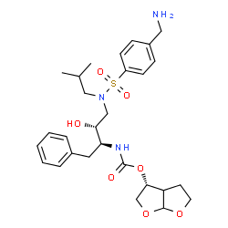 ChemSpider 2D Image | (3R)-Hexahydrofuro[2,3-b]furan-3-yl {(2S,3R)-4-[{[4-(aminomethyl)phenyl]sulfonyl}(isobutyl)amino]-3-hydroxy-1-phenyl-2-butanyl}carbamate | C28H39N3O7S