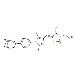 ChemSpider 2D Image | (5Z)-5-({1-[4-(Adamantan-1-yl)phenyl]-2,5-dimethyl-1H-pyrrol-3-yl}methylene)-3-allyl-2-thioxo-1,3-thiazolidin-4-one | C29H32N2OS2