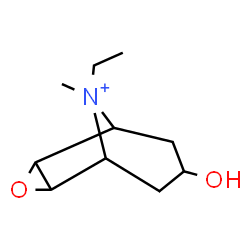ChemSpider 2D Image | 9-Ethyl-7-hydroxy-9-methyl-3-oxa-9-azoniatricyclo[3.3.1.0~2,4~]nonane | C10H18NO2