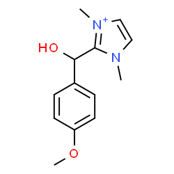 ChemSpider 2D Image | 2-[Hydroxy(4-methoxyphenyl)methyl]-1,3-dimethyl-1H-imidazol-3-ium | C13H17N2O2