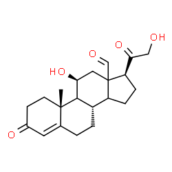 ChemSpider 2D Image | (9xi,11beta,13xi,14xi)-11,21-Dihydroxy-3,20-dioxopregn-4-en-18-al | C21H28O5