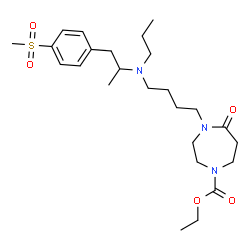 ChemSpider 2D Image | Ethyl 4-{4-[{1-[4-(methylsulfonyl)phenyl]-2-propanyl}(propyl)amino]butyl}-5-oxo-1,4-diazepane-1-carboxylate | C25H41N3O5S