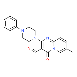 ChemSpider 2D Image | 7-Methyl-4-oxo-2-(4-phenyl-1-piperazinyl)-4H-pyrido[1,2-a]pyrimidine-3-carbaldehyde | C20H20N4O2