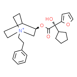 ChemSpider 2D Image | (3R)-3-{[(2S)-2-Cyclopentyl-2-(2-furyl)-2-hydroxyacetyl]oxy}-1-(2-phenylethyl)-1-azoniabicyclo[2.2.2]octane | C26H34NO4