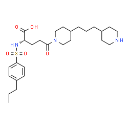 ChemSpider 2D Image | (2S)-5-Oxo-5-{4-[3-(4-piperidinyl)propyl]-1-piperidinyl}-2-{[(4-propylphenyl)sulfonyl]amino}pentanoic acid | C27H43N3O5S