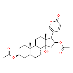 ChemSpider 2D Image | (3beta,5beta,14xi,16beta,17xi)-3,16-Diacetoxy-14-hydroxybufa-20,22-dienolide | C28H38O7