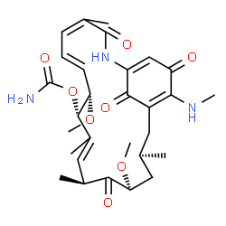 ChemSpider 2D Image | (8S,9S,12S,14S,16R)-8,14-Dimethoxy-4,10,12,16-tetramethyl-19-(methylamino)-3,13,20,22-tetraoxo-2-azabicyclo[16.3.1]docosa-1(21),4,6,10,18-pentaen-9-yl carbamate | C29H39N3O8