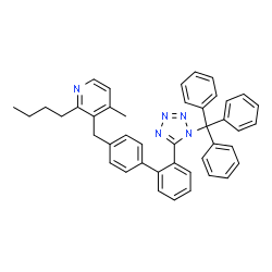 ChemSpider 2D Image | 2-Butyl-4-methyl-3-{[2'-(1-trityl-1H-tetrazol-5-yl)-4-biphenylyl]methyl}pyridine | C43H39N5