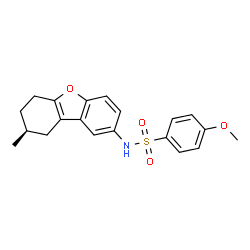 ChemSpider 2D Image | 4-Methoxy-N-[(8S)-8-methyl-6,7,8,9-tetrahydrodibenzo[b,d]furan-2-yl]benzenesulfonamide | C20H21NO4S