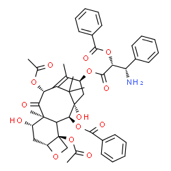 ChemSpider 2D Image | (1S,2R)-1-Amino-3-{[(2alpha,3xi,5beta,7beta,10beta,13alpha)-4,10-diacetoxy-2-(benzoyloxy)-1,7-dihydroxy-9-oxo-5,20-epoxytax-11-en-13-yl]oxy}-3-oxo-1-phenyl-2-propanyl benzoate | C47H51NO14