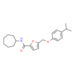 ChemSpider 2D Image | N-Cycloheptyl-5-[(4-isopropylphenoxy)methyl]-2-furamide | C22H29NO3