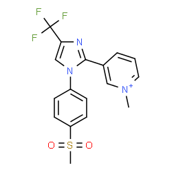 ChemSpider 2D Image | 1-Methyl-3-{1-[4-(methylsulfonyl)phenyl]-4-(trifluoromethyl)-1H-imidazol-2-yl}pyridinium | C17H15F3N3O2S