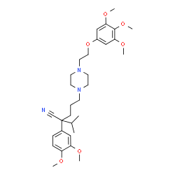 ChemSpider 2D Image | 2-(3,4-Dimethoxyphenyl)-2-isopropyl-5-{4-[2-(3,4,5-trimethoxyphenoxy)ethyl]-1-piperazinyl}pentanenitrile | C31H45N3O6