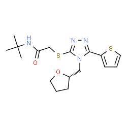 ChemSpider 2D Image | N-(2-Methyl-2-propanyl)-2-({4-[(2S)-tetrahydro-2-furanylmethyl]-5-(2-thienyl)-4H-1,2,4-triazol-3-yl}sulfanyl)acetamide | C17H24N4O2S2