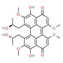 ChemSpider 2D Image | 4,9-Dihydroxy-6,7-bis[(2S)-2-hydroxypropyl]-1,5,8,12-tetramethoxy-3,10-perylenedione | C30H30O10